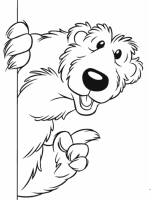 A coloring page of bear in the big blue house